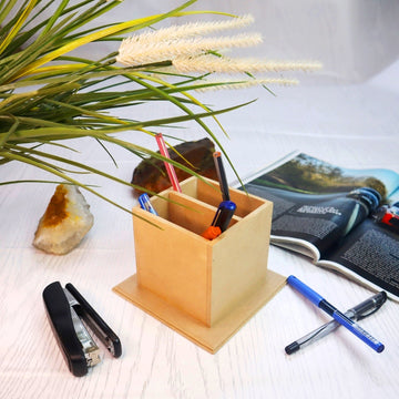 Square Two Partitions Pen Stand with Platform